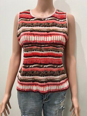 Plisse stretchy crinkle fabric tank top size M